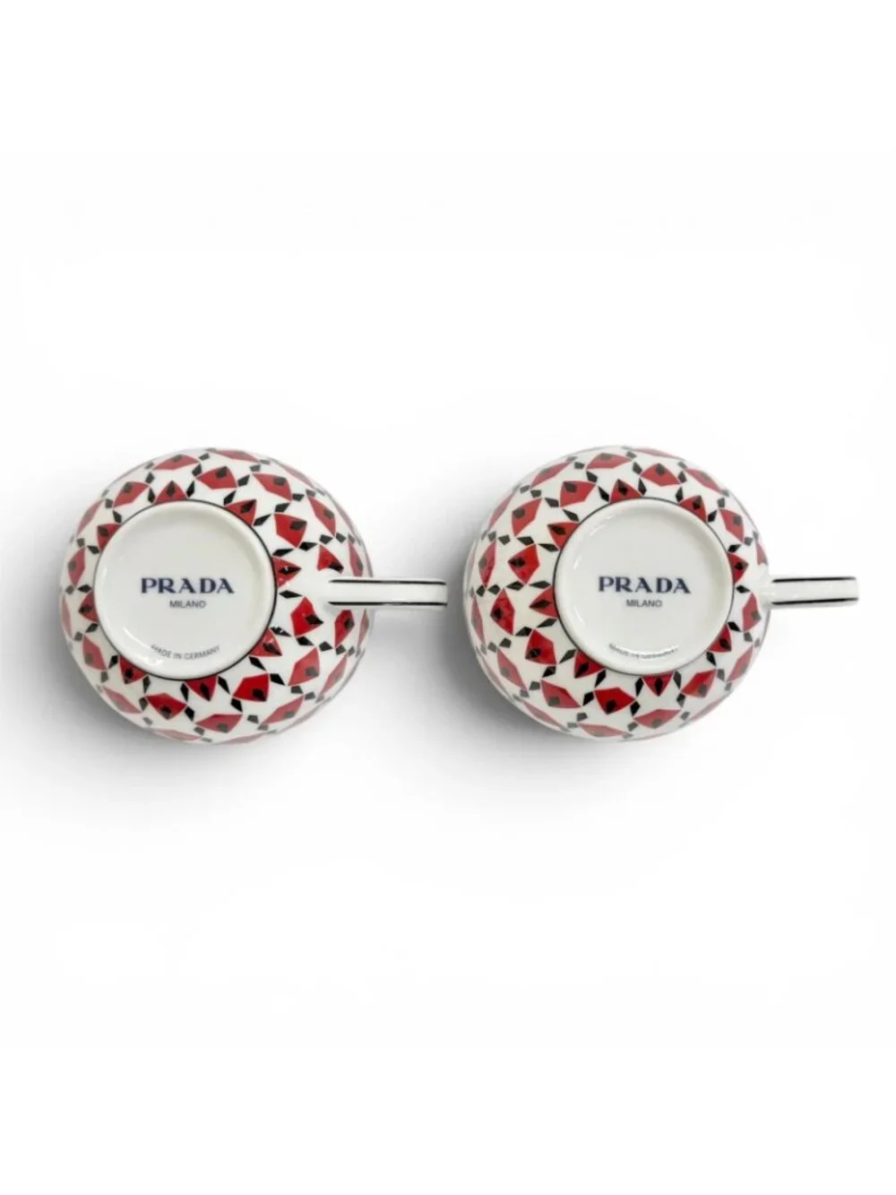 Prada Collection Porcelain Tea Cup Set Vienna Red Cup Saucer Tableware White